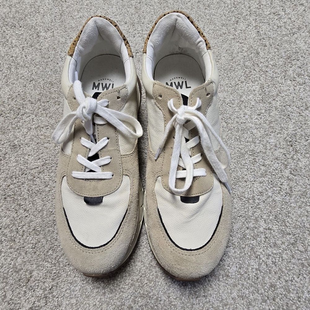 Madewell Kickoff Trainer Sneakers Leather Spot Dot Calf‎ Hair Women's Size 11M